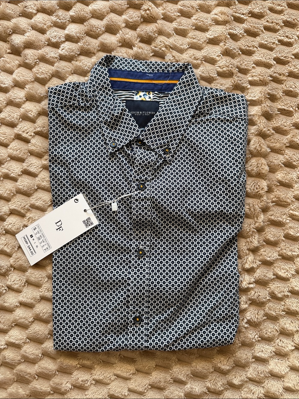 Denim & Flower Navy and White Geometric Button-Down Shirt